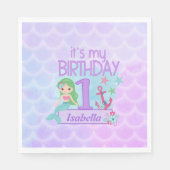 Serviette En Papier Papier d'anniversaire à thème de Sirène (Devant)