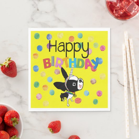 Serviette En Papier Papier d'anniversaire Boston Terrier Mirabelle (En situation)
