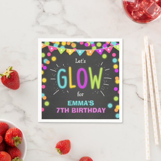Serviette En Papier Papier d'anniversaire brillant Napkins Neon Disco  (En situation)