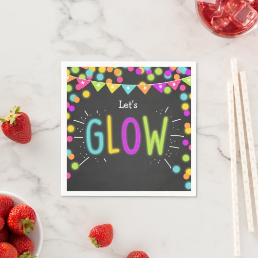 Serviette En Papier Papier d'anniversaire brillant Napkins Neon Disco  (En situation)