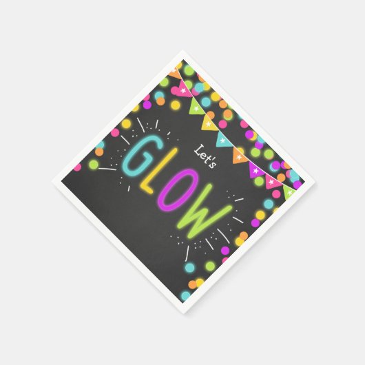 Serviette En Papier Papier d'anniversaire brillant Napkins Neon Disco  (Coin)