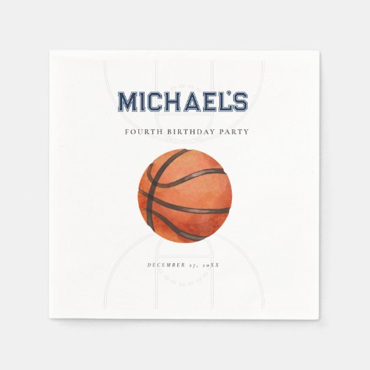 Serviette En Papier Papier d'anniversaire de basket-ball moderne Napki (Devant)