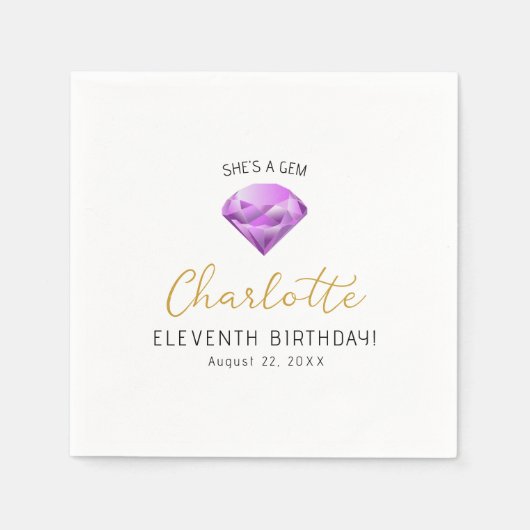 Serviette En Papier Papier d'Anniversaire De Diamant Violet (Devant)