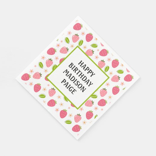 Serviette En Papier Papier d'anniversaire de fraise Napkin (Coin)