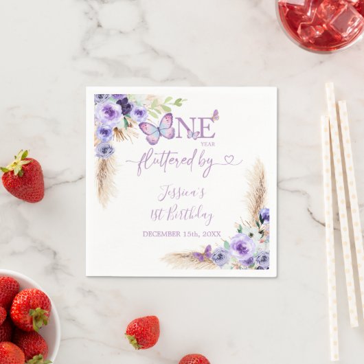 Serviette En Papier Papier d'anniversaire de papillon farci d'un an (En situation)