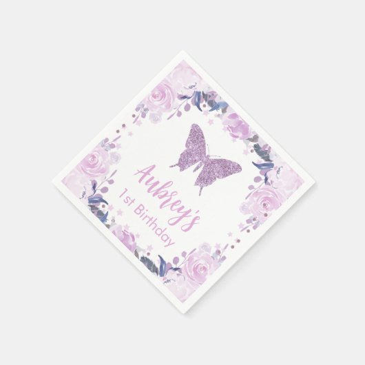 Serviette En Papier Papier d'anniversaire de parties scintillant viole (Coin)
