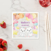 Serviette En Papier papier d'anniversaire d'ours en peluche blanc (En situation)