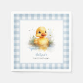 Serviette En Papier Papier d'anniversaire En vichy bleu canard (Devant)
