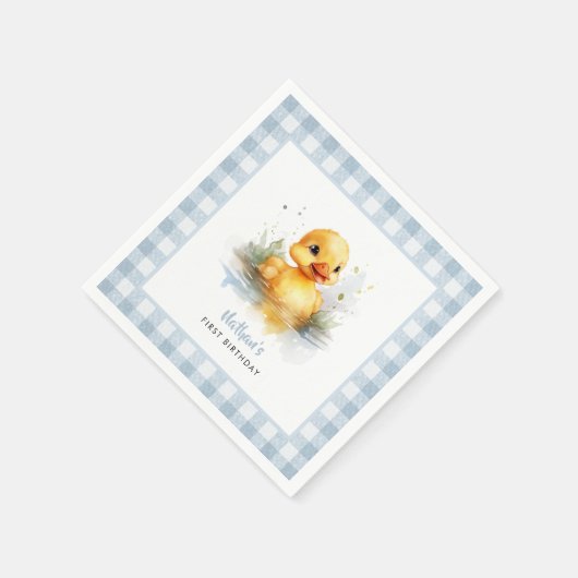 Serviette En Papier Papier d'anniversaire En vichy bleu canard (Coin)