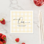 Serviette En Papier Papier d'anniversaire En vichy jaune Napkin (En situation)