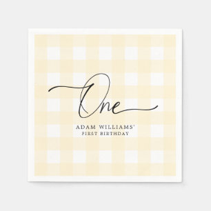 Serviette En Papier Papier d'anniversaire En vichy jaune Napkin