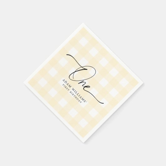 Serviette En Papier Papier d'anniversaire En vichy jaune Napkin (Coin)