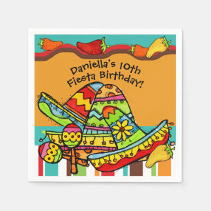 Serviette En Papier Papier d'anniversaire Fiesta customisé serviettes