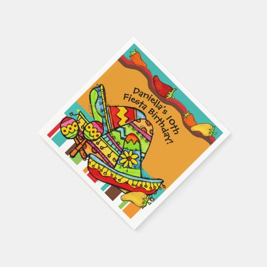 Serviette En Papier Papier d'anniversaire Fiesta customisé serviettes (Coin)