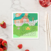 Serviette En Papier Papier d'anniversaire lapin et foin Maze (En situation)