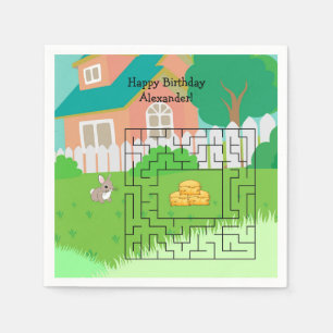 Serviette En Papier Papier d'anniversaire lapin et foin Maze