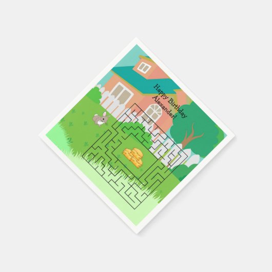 Serviette En Papier Papier d'anniversaire lapin et foin Maze (Coin)