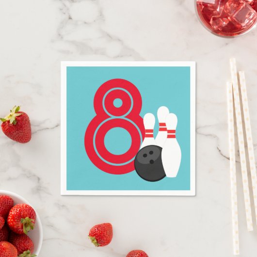 Serviette En Papier Papier d'anniversaire turquoise Blue Bowling (En situation)