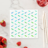 Serviette En Papier Papier d'anniversaire vert et bleu libellule servi (En situation)
