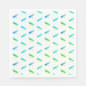 Serviette En Papier Papier d'anniversaire vert et bleu libellule servi (Devant)
