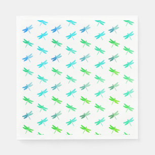 Serviette En Papier Papier d'anniversaire vert et bleu libellule servi