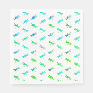 Serviette En Papier Papier d'anniversaire vert et bleu libellule servi
