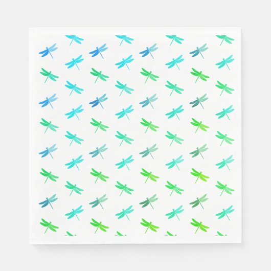 Serviette En Papier Papier d'anniversaire vert et bleu libellule servi (Devant)