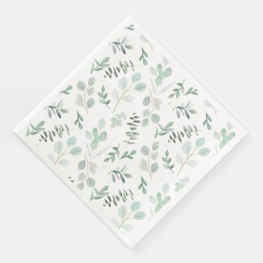 Serviette En Papier Papier d'aquarelle à la menthe vert Eucalyptus (Coin)