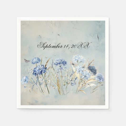 Serviette En Papier Papier d'aquarelle bleu bleu foncé (Devant)