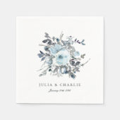 Serviette En Papier Papier d'aquarelle bleu bleu foncé (Devant)