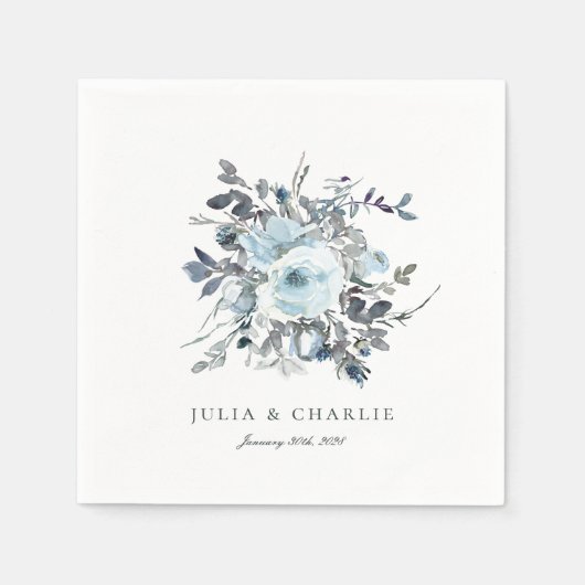 Serviette En Papier Papier d'aquarelle bleu bleu foncé (Devant)