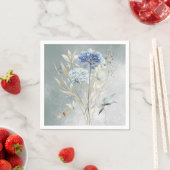 Serviette En Papier Papier d'aquarelle bleu bleu foncé Napkin (En situation)