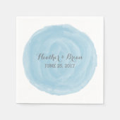 Serviette En Papier Papier d'aquarelle bleu rond (Devant)