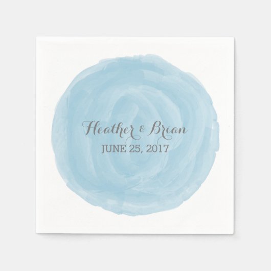 Serviette En Papier Papier d'aquarelle bleu rond (Devant)