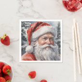Serviette En Papier Papier d'aquarelle de Noël Père Noël souriant (En situation)