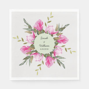 Serviette En Papier Papier d'aquarelle florale Magnolia Napkin