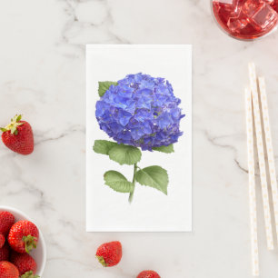 Serviette En Papier Papier d'art botanique floral d'hortensia bleu