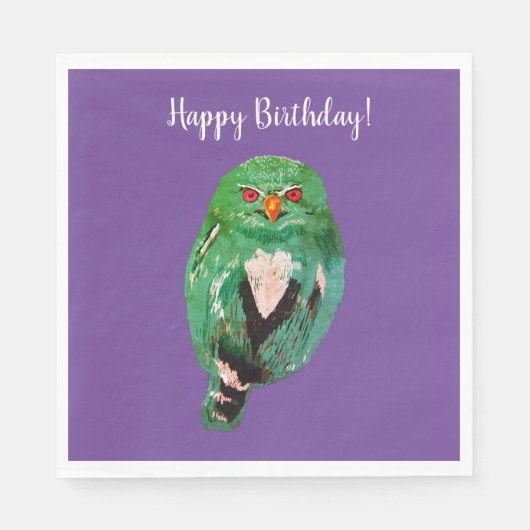 Serviette En Papier Papier d'art Chouette d'anniversaire Napkin (Devant)