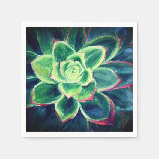 Serviette En Papier Papier d'art Plante Succulent vert serviettes (Devant)
