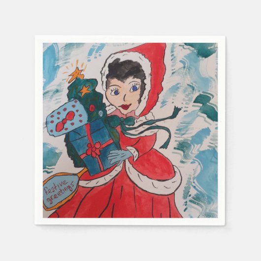 Serviette En Papier Papier d'assistance père Noël (Devant)