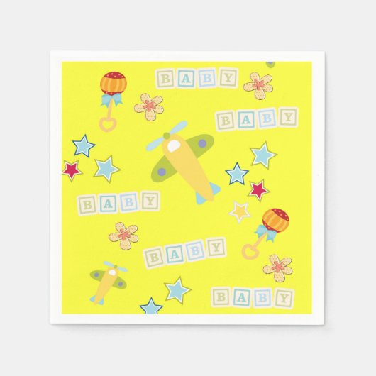 Serviette En Papier Papier d'avion jaune bébé serviettes (Devant)