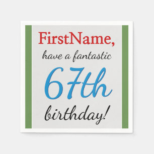 Serviette En Papier Papier de 67e anniversaire minimum