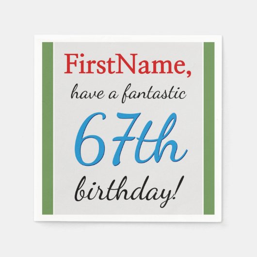 Serviette En Papier Papier de 67e anniversaire minimum (Devant)