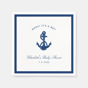 Serviette En Papier Papier de Baby shower Ancre bleu marine