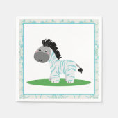 Serviette En Papier Papier de Baby shower bleu Zebra (Devant)