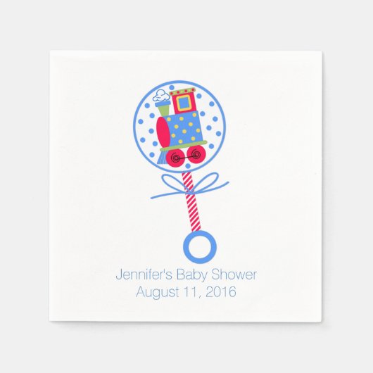 Serviette En Papier Papier de Baby shower de train Choo Choo (Devant)