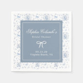 Serviette En Papier Papier de Baby shower Dusty Blue Chinoiserie (Devant)