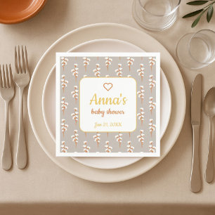 Serviette En Papier Papier de Baby shower en arche florale en coton él