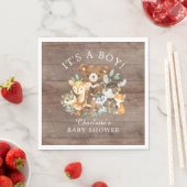 Serviette En Papier Papier de Baby shower en bois rustique (En situation)