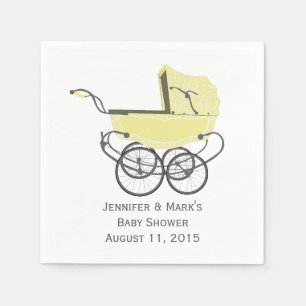 Serviette En Papier Papier de Baby shower Jaune Pram personnalisé